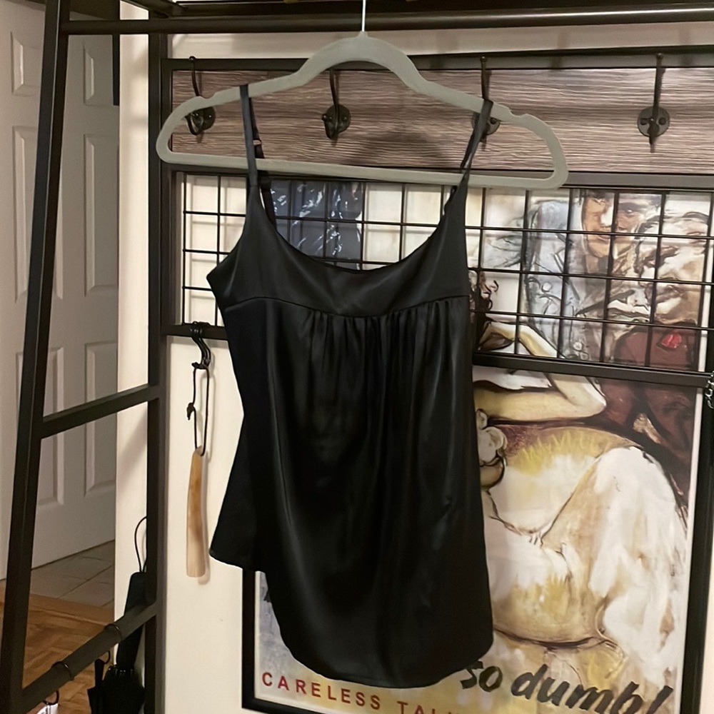 New York & Company Black Satin Top with built in bra Size XS